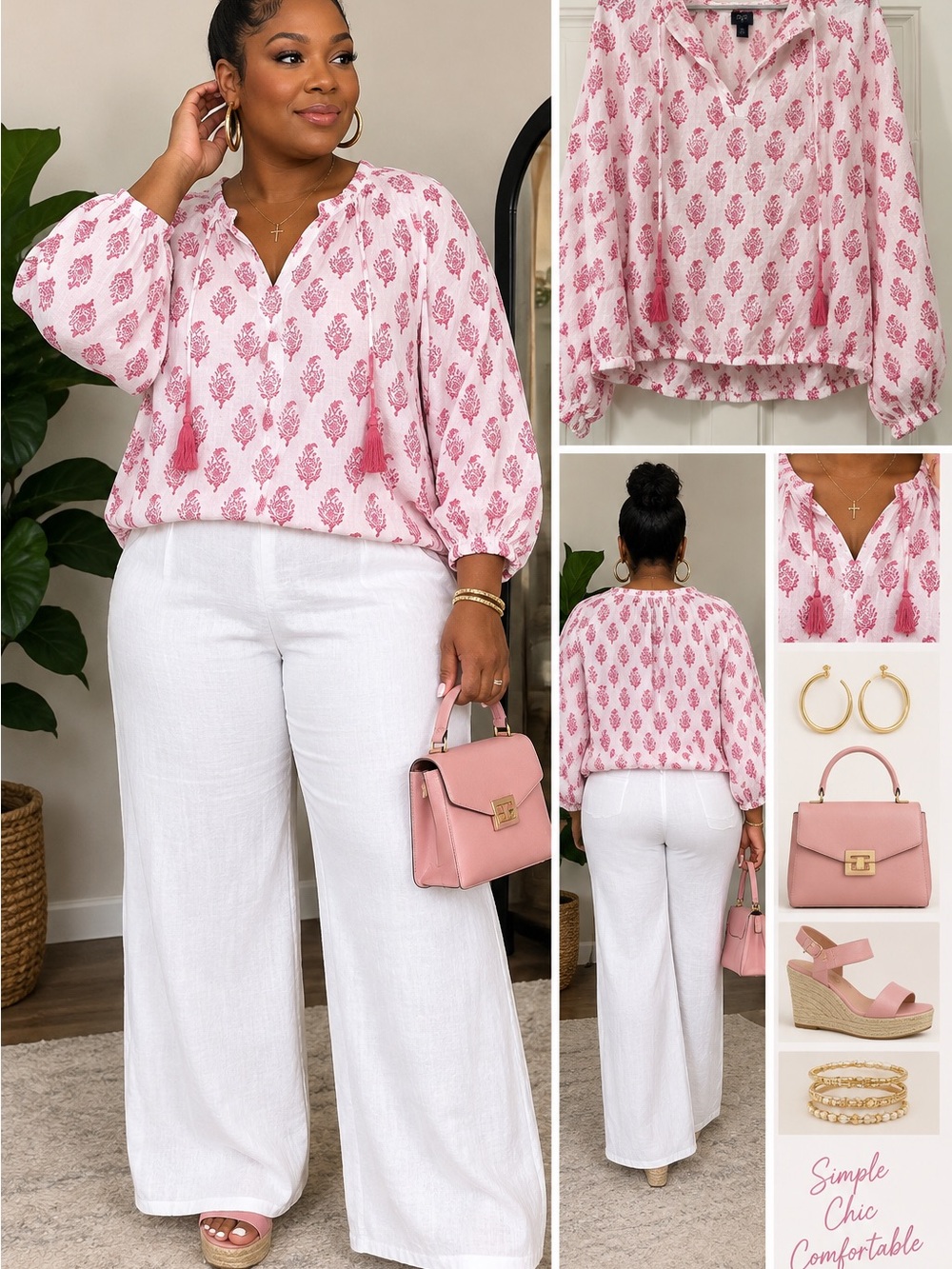 Roller Rabbit Pink Printed Peasant Blouse 1x